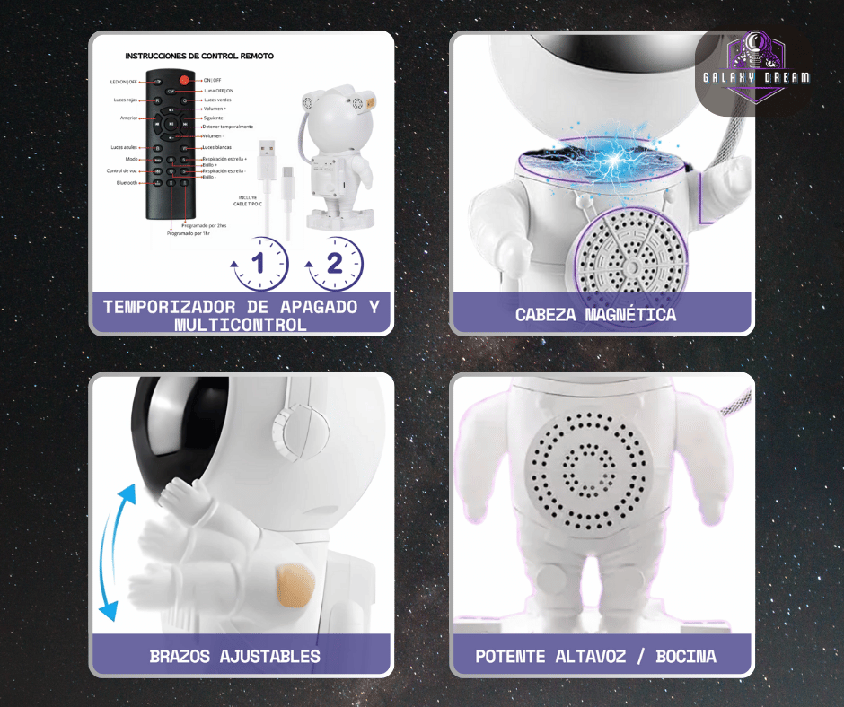 Astronauta proyector de galaxias (con altavoz bluetooth)