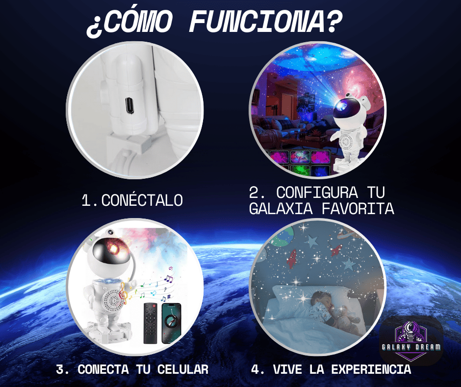 Astronauta proyector de galaxias (con altavoz bluetooth)