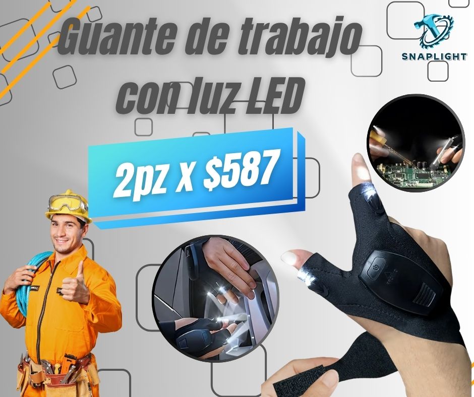 Guante de trabajo con luz LED 2X1