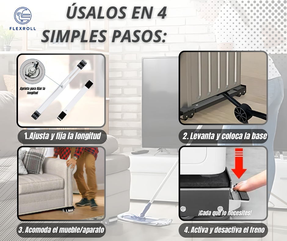 Bases-Soportes Ajustables con Ruedas para Muebles