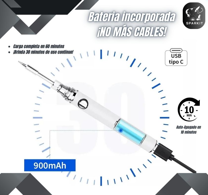 Kit Soldador Inalámbrico Recargable + Carrete de Estaño GRATIS