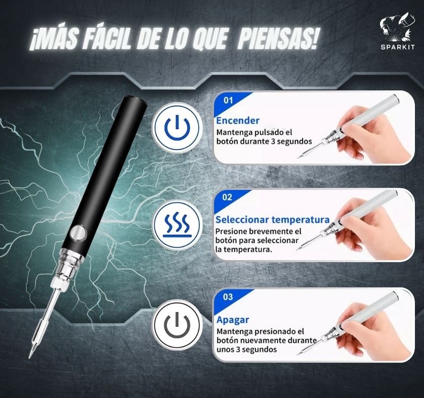 Kit Soldador Inalámbrico Recargable + Carrete de Estaño GRATIS
