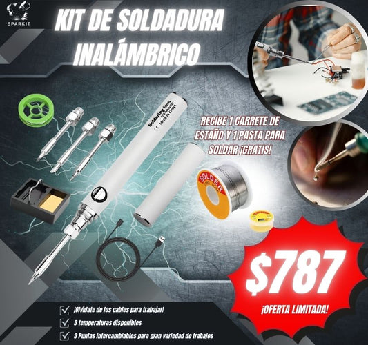 Kit Soldador Inalámbrico Recargable + Carrete de Estaño GRATIS