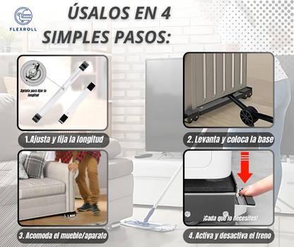 Bases-Soportes Ajustables con Ruedas para Muebles