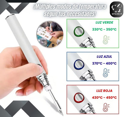 Kit Soldador Inalámbrico Recargable + Carrete de Estaño GRATIS