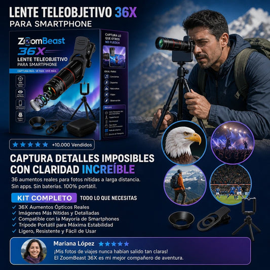 Kit Telescopio para Celular 36X